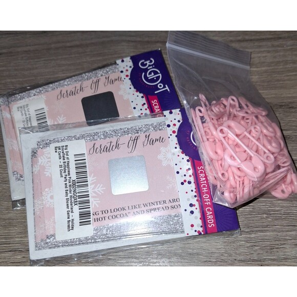 Baby Girl Shower Lot 6 Bottle Openers 2 pks Scratch-off game bag of plastic pins - Picture 4 of 6